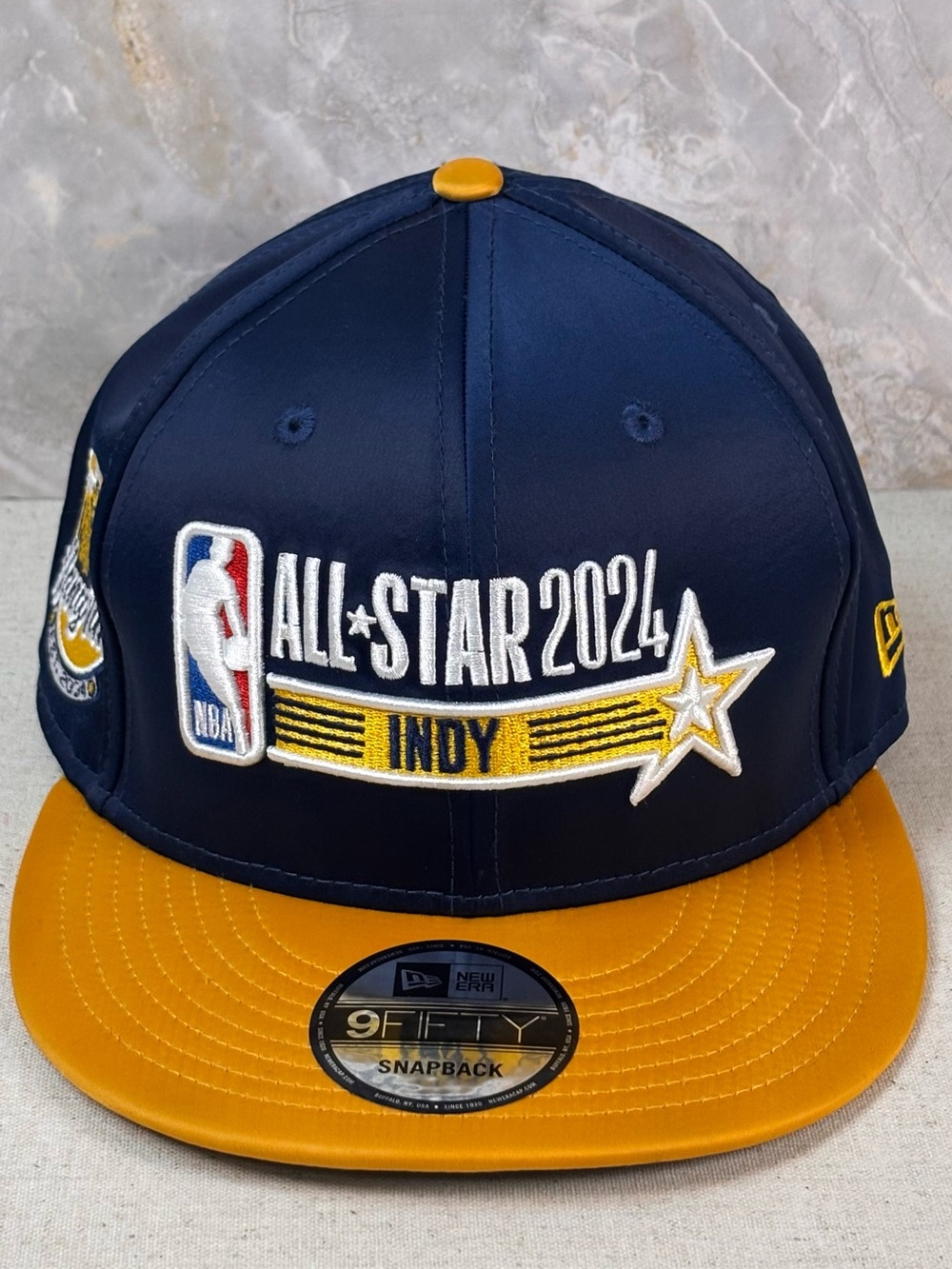 New Era NBA All-Star 2024 Indy 9FIFTY Snapback Hat Navy Gold NWT